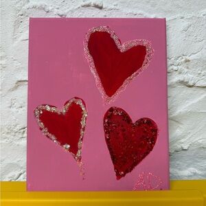 Pink Canvas with Red Hearts